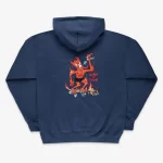 Image du hoodie thrasher burn it down en couleur navy