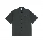 Image de la chemise polar diamond face bowling shirt en couleur graphite et blanc