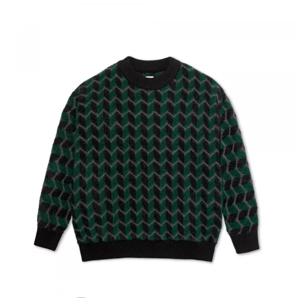 Image du pull polar zig zag knit sweater black dark teal