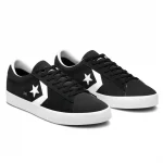 photo des chaussures de skateboard converse cons pro leather vulck black white