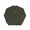 Bubble Embroidery Knitted Crewneck - Olive