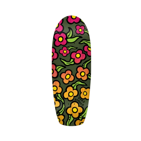 photo de la planche de skateboard krooked zip zogger flowers