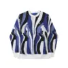IRREEL_CREWNECK_KNIT_BLUE_MULTICO_24770 photo du pull de skateboard helas irreel crewneck blue multico