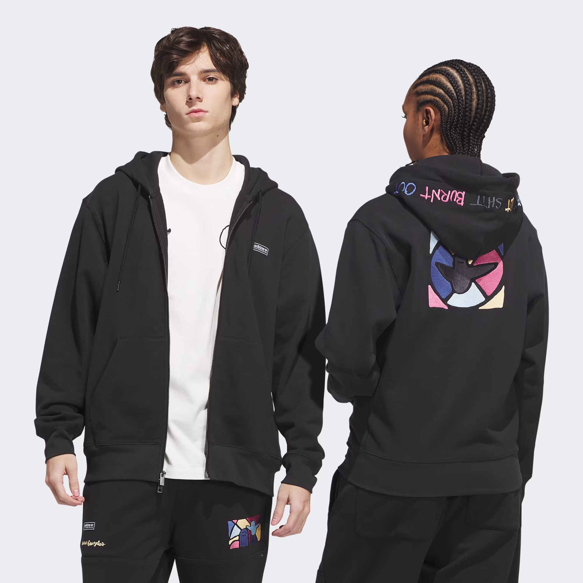 photo du sweatshirt à capuche adidas skateboarding gonz zip hoodie black graphic