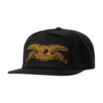 photo de la casquette antihero basic eagle snapback black gold