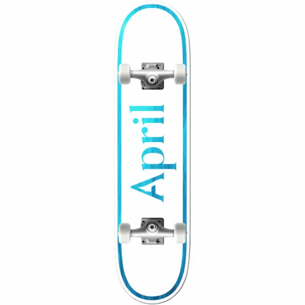 photo de la planche de skateboard april mini complete 7.0 og logo blue