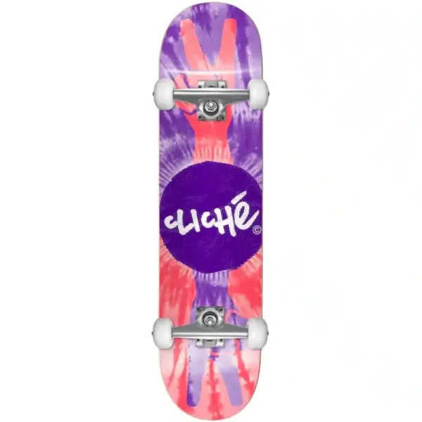 cliche-peace-purple-red-skateboard-complet-8-0 photo de la planche de skateboard cliche peace purple