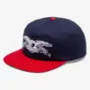 photo de la casquette de skateboard antihero basic eagle snapback navy red