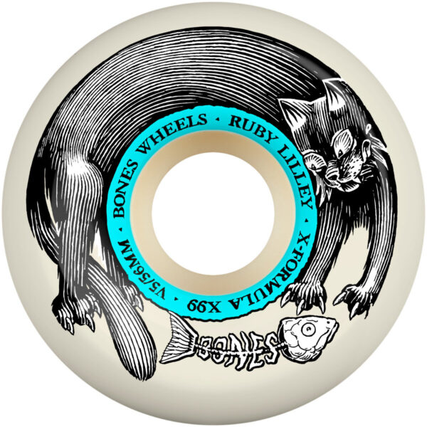 photo des roues de skateboard bones xf ruby liley black cat
