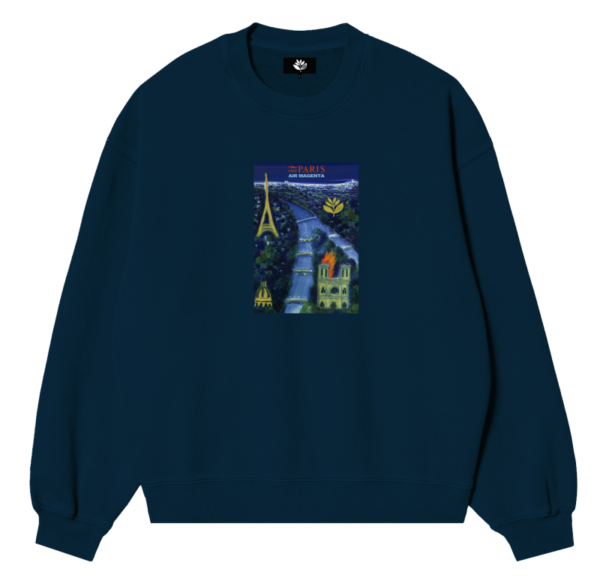 photo du pull de skateboard magenta ailine crewneck navy